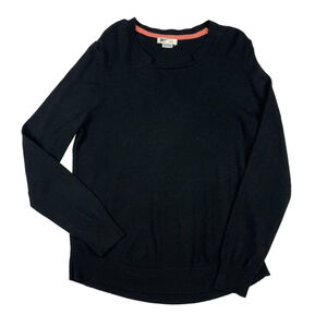 Ovla Sweater Womens Medium Black Solid Knit Long Sleeve Crew Neck Pullover